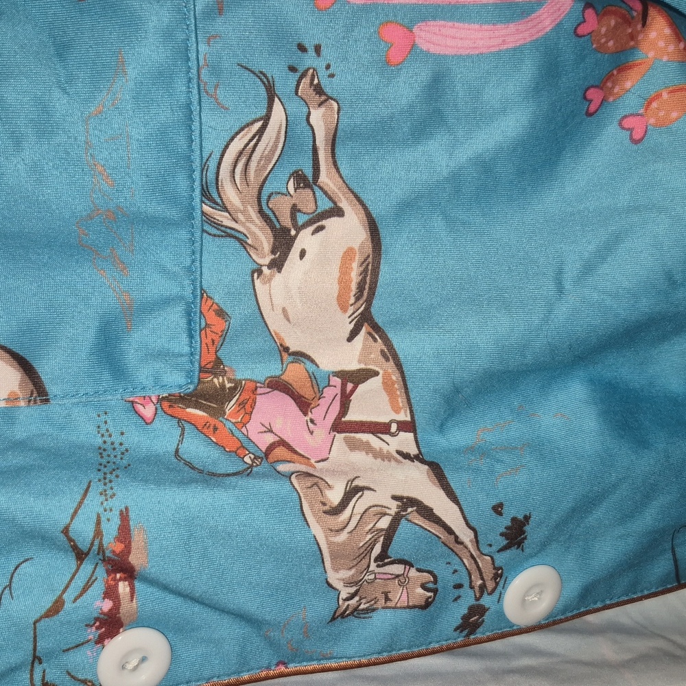 Tourquoise Blue Pajama Set with Horse Print - Picture 3 of 3